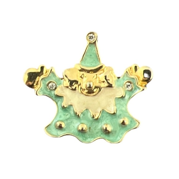 Vintage Clown Joker Jester Antique Gold Brooch Pin - Picture 1 of 3